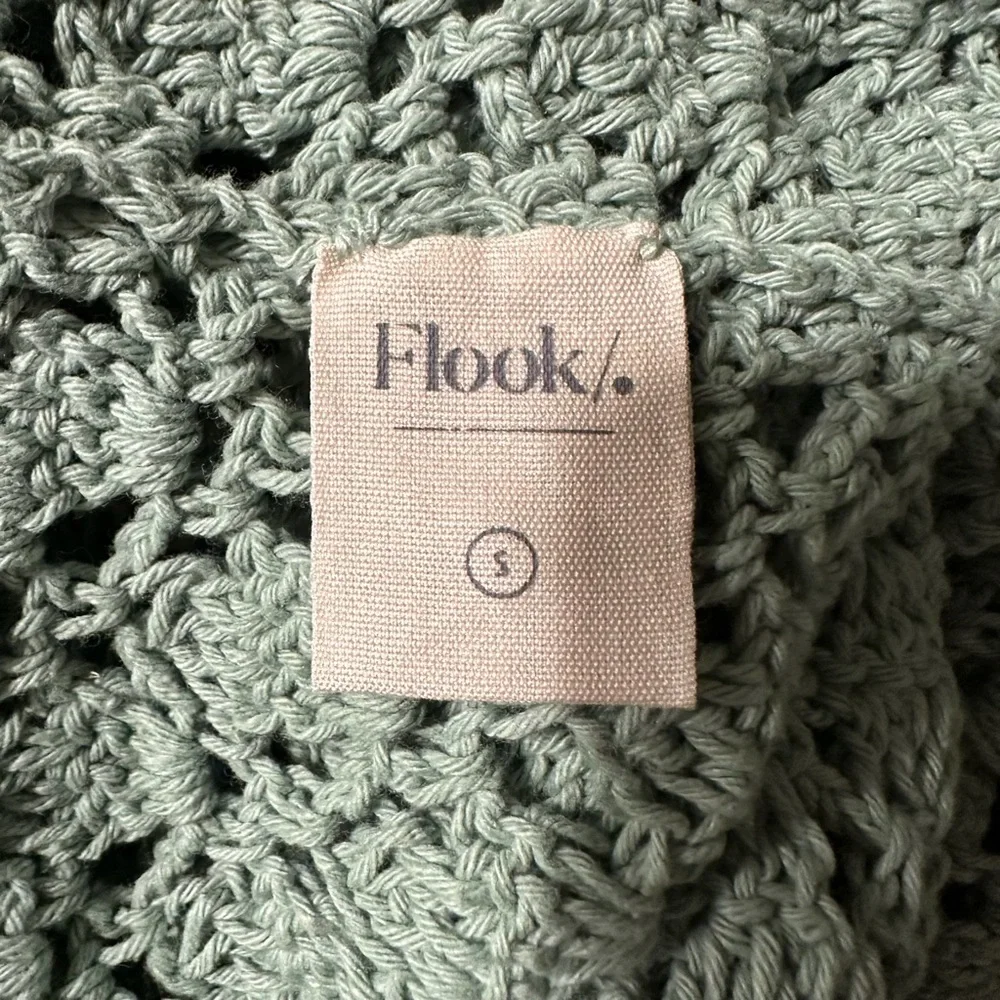 Flook the label | Crochet Beach Cover Up Dress In Sage Size; Small - Picture 3 of 4